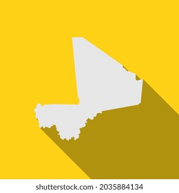 Mapa de Mali sobre fondo amarillo con gran sombra