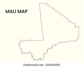 Map of Mali, Outline Map Mali vector Illustration, Map of Mali with an outline. Mali map.