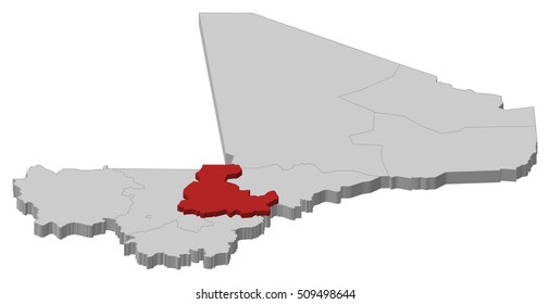 Map - Mali, Segou - 3D-Illustration