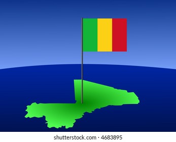mapa de malí y su bandera en la ilustración de polo