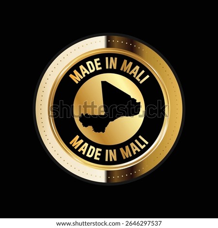 Map of Mali. Vector illustration. Logo, Icon, and Symbol. Mali map gold seal. 