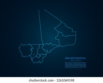 Map of mali,Abstract mash line and point scales on dark background for your web site design map logo, app, ui,Travel. Vector illustration eps 10.