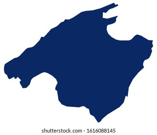 Map of Mallorca in blue colour