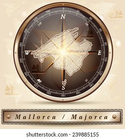 Map of mallorca with borders in bronze