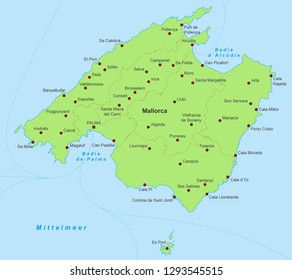 Map of Mallorca (with german inscription)