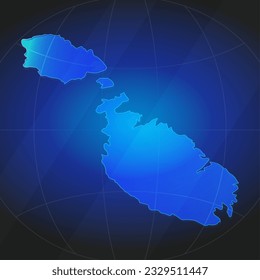 Mapa de Malta en color azul. Plantilla para sitio web, informe anual, noticias, infografías. Ilustración vectorial 