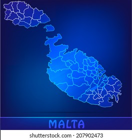Map of Malta with borders as scribble