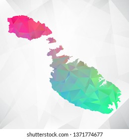 Map of Malta. Colorful Geometric Rumpled Triangular , Polygonal Design For Your . Vector illustration eps 10.