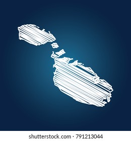 Map of Malta, Drawing map on blackboard of Malta. drawn on chalkboard with scribbled map of Malta can be use for education. vector illustration.