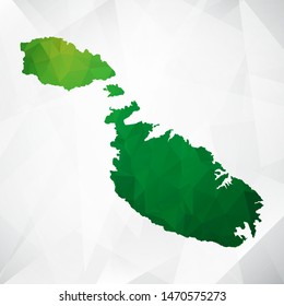 Map of Malta - Green Geometric Rumpled Triangular , Polygonal Design For Your . Vector illustration eps 10