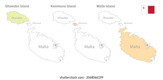 Map of Malta, islands names vector