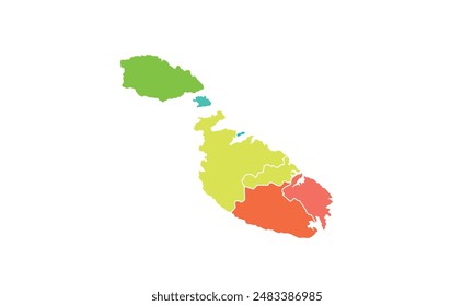 Map of Malta isolated modern colorful style. for website layouts, background, education, precise, customizable, Travel worldwide, map silhouette backdrop, earth geography, political, reports. 