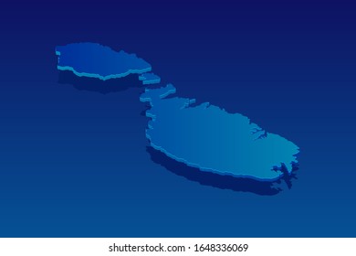 map of Malta on blue background. Vector modern isometric concept greeting Card illustration eps 10.
