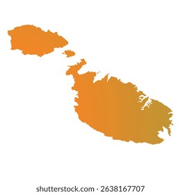 Map of Malta, sign silhouette. World Map Globe. Vector Illustration isolated on white background. Europe continent.