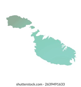 Map of Malta, sign silhouette. World Map Globe. Vector Illustration isolated on white background. Europe continent.