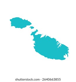 Map of Malta, sign silhouette. World Map Globe. Vector Illustration isolated on white background. Europe continent.