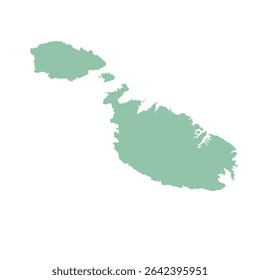 Map of Malta, sign silhouette. World Map Globe. Vector Illustration isolated on white background. Europe continent.