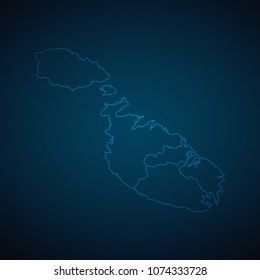 Map Malta-Abstract High Detailed Glow Map on Dark Background for design app, ui,Travel. Vector eps 10.