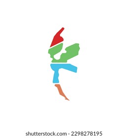 Mapa del colorido diseño del logo creativo de maluku