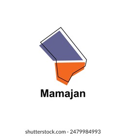 Map of Mamajan illustration design template, Map have all province and mark the capital city of Kyrgyzstan, suitable for your company