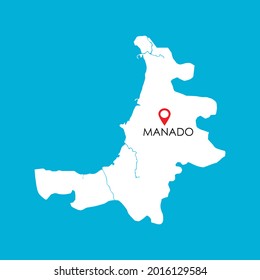 Map of Manado in North Sulawesi, Indonesia with location icon