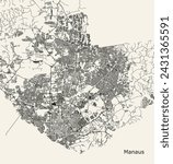 Map of Manaus, State of Amazonas, Brazil