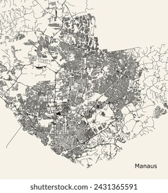 Map of Manaus, State of Amazonas, Brazil