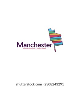 Map Of Manchester New Hampshire City Colorful Geometric Logo
