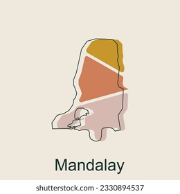 Mapa de la plantilla de diseño de la ilustración del mapa vectorial de Mandalay, adecuado para su empresa