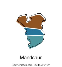 Map of Mandsaur vector template with outline, graphic sketch style isolated on white background