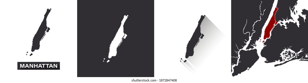 Map of Manhattan. Boroughs of New York City. United States of America. State maps. Trendy design. Vector illustration