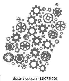 Map of Manipur State formed with gray wheel symbols. Vector abstract mosaic of map of Manipur State with work symbols. Engineering flat design for industry posters.