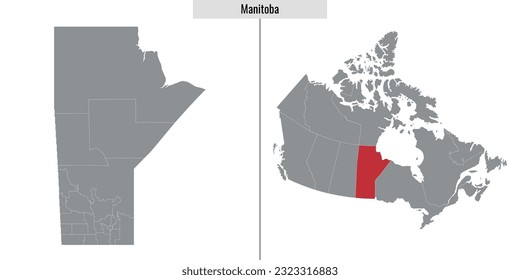 map of Manitoba province of Canada and location on Canadian map