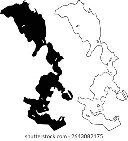 Mapa de Mansfield Hollow Lake Connecticut EUA Silhueta Plano e Contorno Design