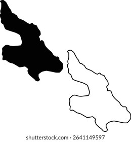 Map of Manzanita Lake California USA Silhouette Flat and Outline Design
