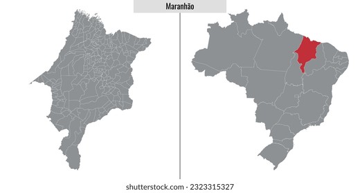 map of Maranhao state of Brazil and location on Brazilian map