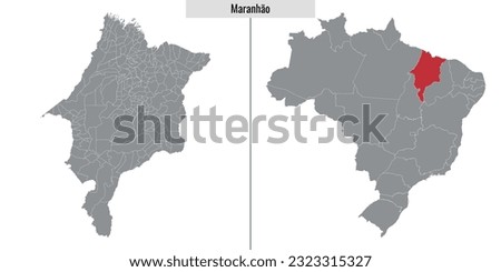 map of Maranhao state of Brazil and location on Brazilian map