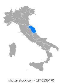 Mapa de las marchas en Italia en blanco