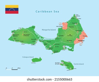 Map of Margarita Island (Venezuela). Education vector illustration