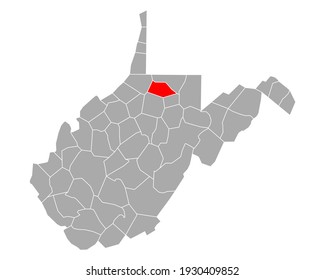 Map of Marion in West Virginia on white