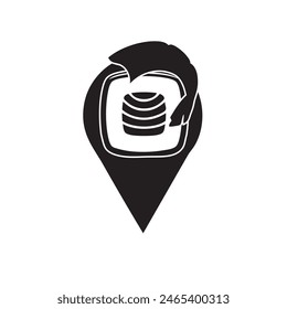 Map mark for location with Sushi. Vector illustration.