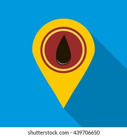 Map mark with an oil drop icon, flat style