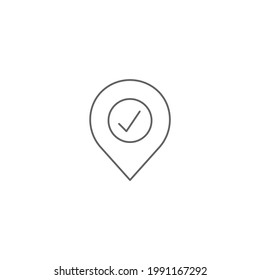 map marker with approve icon isoalted on white background