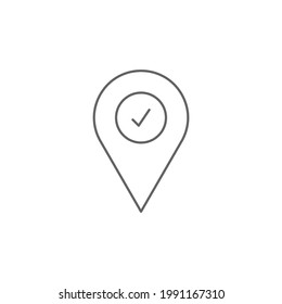 map marker with approve icon isoalted on white background