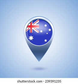 Map marker with Australian flag