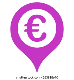 Map marker from BiColor Euro Banking Icon Set. Vector style: flat, violet symbol, rounded angles, white background.