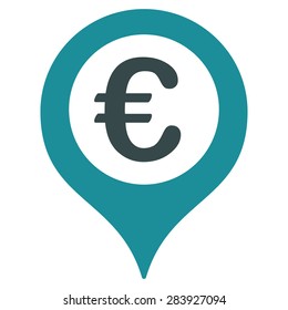 Map marker from BiColor Euro Banking Icon Set. Vector style: flat bicolor, soft blue symbol, rounded angles, white background.