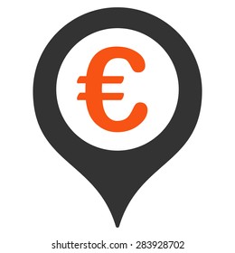 Map marker from BiColor Euro Banking Icon Set. Vector style: flat bicolor, orange and gray symbol, rounded angles, white background.