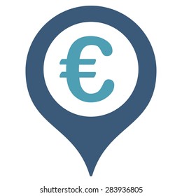 Map marker from BiColor Euro Banking Icon Set. Vector style: flat bicolor, cyan and blue symbol, rounded angles, white background.