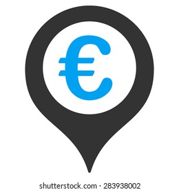 Map marker from BiColor Euro Banking Icon Set. Vector style: flat bicolor, blue and gray symbol, rounded angles, white background.